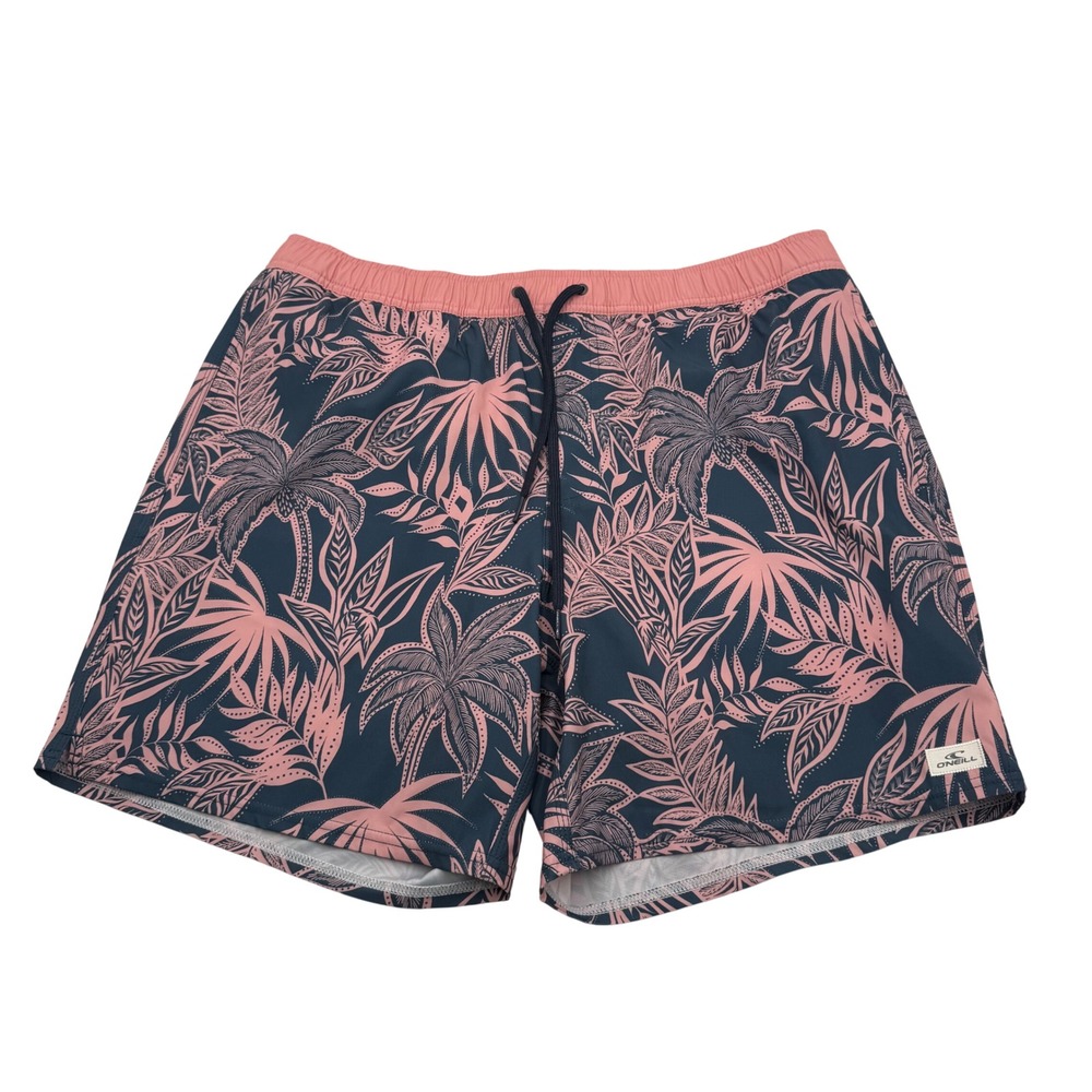 O'Neill Hermosa Hyperfreak Swim Trunks Men's L Pink Tropical Floral 17"